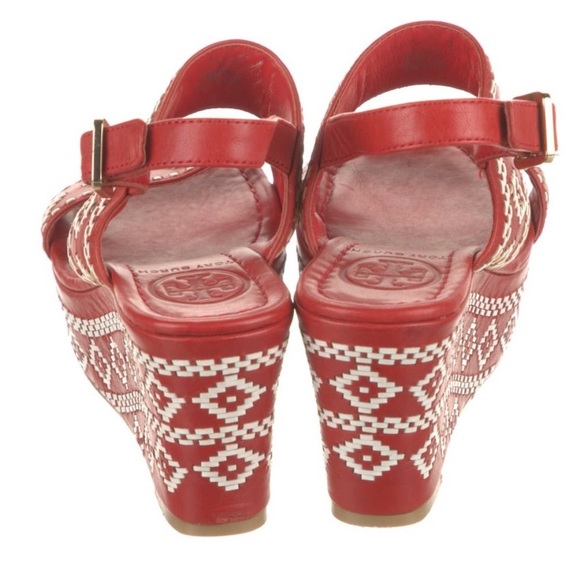 Tory Burch Red and white Aztec style platforms! Size 5.5. Authentic! - Picture 4 of 5